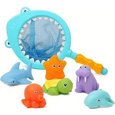 Shein Bath Toy, Water Spraying Discoloration Floating Animals, Bathroom Pool Accessory, Shark Fishing Play Set for Babies and Kids