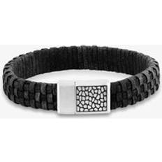 Black Woven Leather Bracelet OSB-2257SBK 21cm