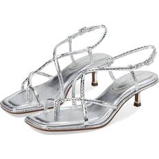 TPR Sandali con tacco Kenneth Cole New York Women's Ginger Strappy Kitten Heel Sandals Silver Snake