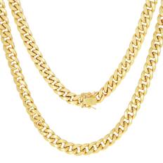 Gold - Men Necklaces Nuragold Miami Cuban Link Chain Pendant Necklace 6.5mm - Gold