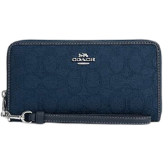 Coach Long Zip Around Wallet In Signature Jacquard - Silver/Denim/Dark Denim