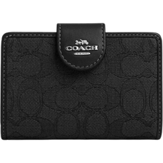 Coach Medium Corner Zip Wallet In Signature Jacquard - Silver/Black