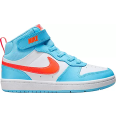 Velcro Racket Sport Shoes Children's Shoes NIKE Court Borough Mid 2 PSV - Aquarius Blue/White/Total Orange