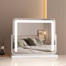 Illuminated Makeup Mirrors EMKE Hollywood led Makeup Mirror 360 Rotation Tabletop Vanity Mirror with Touch 3 Color Lighting Modes, Dimmable Cosmetic Mirror, White 50x42cm