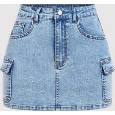 Skirts Shein Women Buttoned Denim Skirt With Pockets For Summer