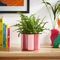 Pink plant pot Elements Striped Ceramic Plant Pot Pink