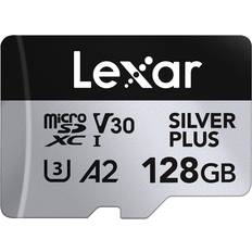 LEXAR 128gb professional silver plus microsdxc memory card w/sd adapter uhs-i