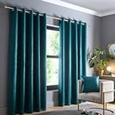 Turquoise Curtains Fusion Strata Eyelet Curtains Forest 229cm width x 229cm