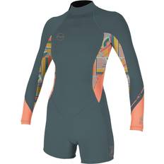 Swim & Water Sports O'Neill Womens 2024 Bahia 2/1mm Long Sleeve Back Zip Shorty Wetsuit