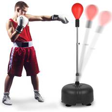 Red Punching Bags Dripex Red Speed Punching Ball with Adjustable Height Stand