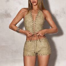Leather Tank Tops Shein Womens Metal Ring Tie Neck Holiday Tank Top Summer