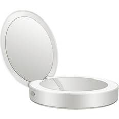 Cosmetics HOD Health White, Standard Portable Led Mobile Power Makeup Mirror Round Makeup Mirror With Light Pocket Folding Mirror