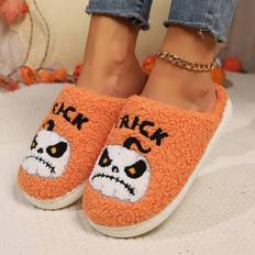 Orange Slippers Shein Womens AntiSlip Casual Home Slippers Orange Pumpkin Design