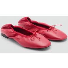 Mango Ballerinas Mango Leather ballet flats with bow red Woman Red