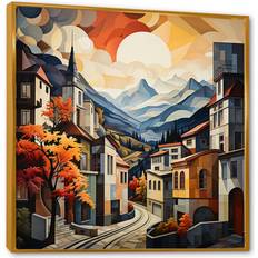 Design Art Urban Cityscape Vistas I Gold Framed Art 30x30"