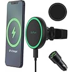 15 W trådlös billaddare, biltelefonmonteringshållare, magnetisk/magnet snabbladdning kompatibel med Apple iPhone 13/iPhone 12/12 Mini/12 Pro/12 Pro Max, Mag-Safe bilmonteringstillbehör