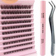 Shein Pcs DIY Lashes Extension Kit Lash Clusters With Bond And Seal Tweezer Kit Natural Looking D Curl Fluffy Eyelash Clusters Set Rows MM Mixed