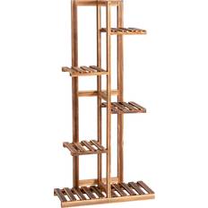 Indoor Plant Stands Costway 5-Tier Wood 6 Pots Plant Stand Free-standing Display