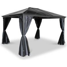 Pavilions Roseland Furniture 3.6m Grey Outdoor Lugano Polycarbonate Garden Gazebo