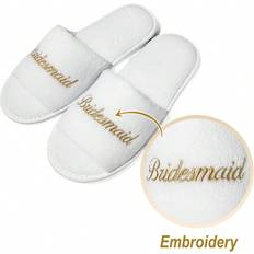 Gold Slippers Shein Womens Gold Bridemaid Embroidered Logo Coral Fleece Slippers HalfCovered Toes Disposable Suitable For Wedding Bridesmaid