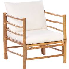 Beliani Bamboo Wood Cushions Lounge Chair