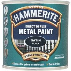 Paint Hammerite direct to rust satin quick Metal Paint Black 0.26L