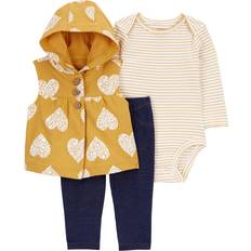 1-3M Children's Clothing Carter's Baby Girls 3-Piece Yellow Heart Little Vest Set 18M Yellow