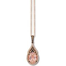 Brown Necklaces Le Vian Morganite Necklace 3/8 ct tw Diamonds 14K Strawberry Gold Rose Gold one size