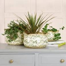 Pots, Plants & Cultivation Dibor Set of 3 Green Round Scallop Hallway Room Garden Planter