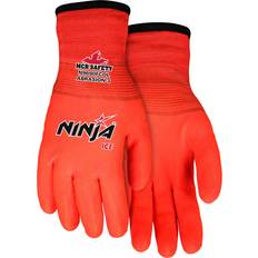 Orange Work Gloves MCR Safety ninja ice n9690fcol hi-visibility work gloves, 15 gauge hi-vis orange