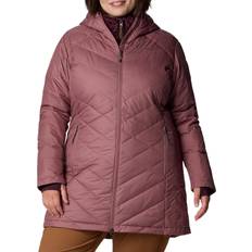 Pink - Women Outerwear Columbia Women's Plus Heavenly Long Hooded Down Jacket, 2X, Pink