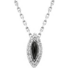 Diamond Necklaces C. W. Sellors 18ct White Gold Whitby Jet 0.09ct Diamond Marquise Necklace White Gold