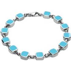 Turquoise Bracelets C. W. Sellors Sterling Silver Turquoise Square Cushion Bracelet Silver