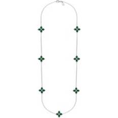 Collares C. W. Sellors Sterling Silver Malachite Bloom Long Marquise Flower Necklace Silver