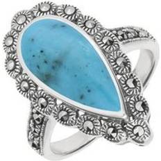 Turquoise Jewellery C. W. Sellors Sterling Silver Turquoise Marcasite Pear Ring Silver