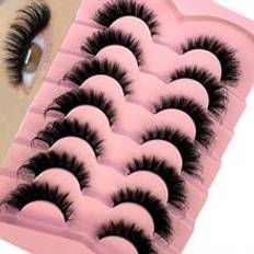 Makeup Shein 7pairs Mixed-Style Mink Hair False Eyelashes, Natural/Thick Long Soft Wispy 3D Extension Make Up Tool, Reusable