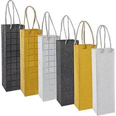 Juvale 6 pack foiled glitter wine bottle gift bags with handles, 3.8 x 14 x 3.3 in Gold Medium