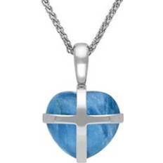 Blue Necklaces C. W. Sellors Sterling Silver Aquamarine Cross Heart Necklace