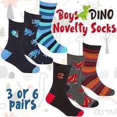 Dinosaurs Socks Metzuyan pairs kids boys bamboo socks embroidered t-rex mid calf novelty printed dino