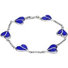 Jewellery C. W. Sellors Sterling Silver Lapis Lazuli Split Heart Bracelet Silver