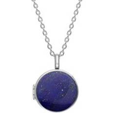 Topaz Jewellery C. W. Sellors Sterling Silver Lapis Lazuli Round Locket