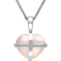 S - Women Necklaces C. W. Sellors Sterling Silver Rose Quartz Cross Heart Necklace Silver