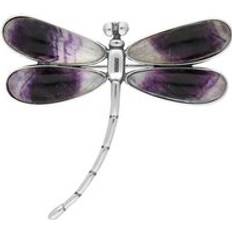 Azul Broches C. W. Sellors Sterling Silver Blue John Four Stone Dragonfly Brooch Option1 Value Silver