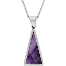 Or Blanc Colliers C. W. Sellors 18ct White Gold Blue John Mother Of Pearl Double Sided Triangular Fob Necklace White Gold