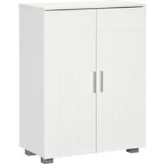 Tablero de fibra de densidad media Botiquines kleankin Modern Free Standing Bathroom Linen Cabinet, Cupboard with 3