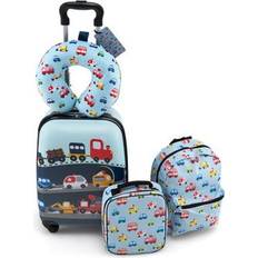 Blue Suitcase Sets Costway 5 Kids Luggage Set