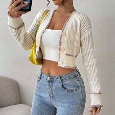 White Cardigans Shein Elegant Womens Knitted Cardigan Sweater
