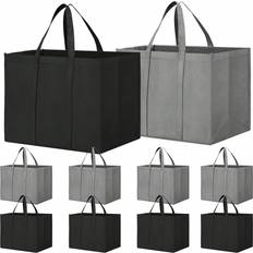 Shein Reusable Grocery Bags Pack Large Foldable Tote Bags Bulk Produce Bags With Long Handle For Groceries Clothes GreyBlack