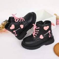 Shein Girls Boots Autumn And Winter New Flat Children Short Boots Middle And Children High-Top Single Boots Girls Princess Boots Baby Shoes