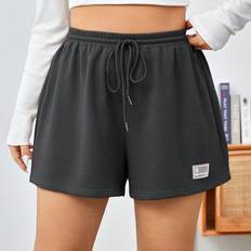 Shein Plus Knitted Sports Style Patch Design Summer Shorts